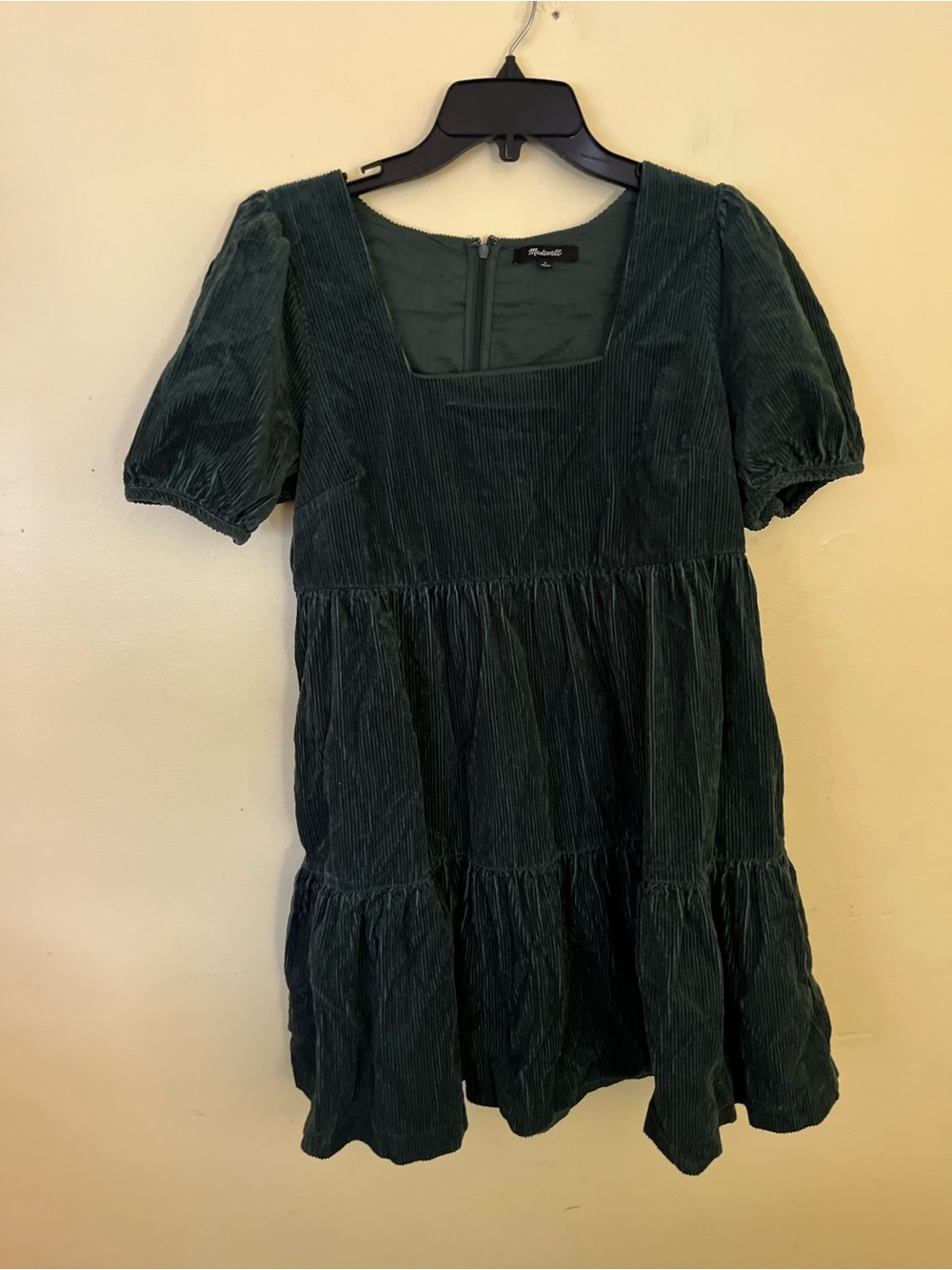Madewell Forest Green Aidy Corduroy Square-Neck Mini Dress Size 4